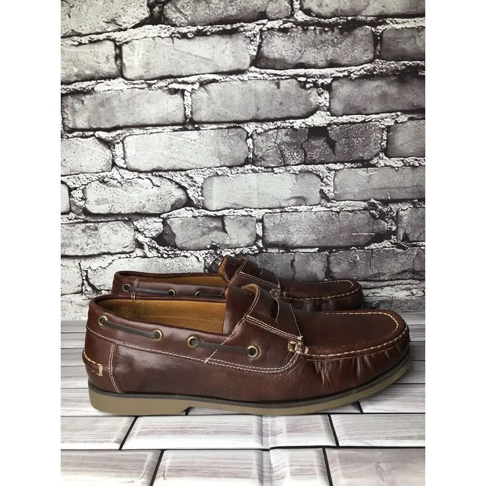 Samuel Windsor Brown Leather Penny Loafers Casual Boat Shoes Men Sz 9.5M US/43EU - Picture 16 of 16